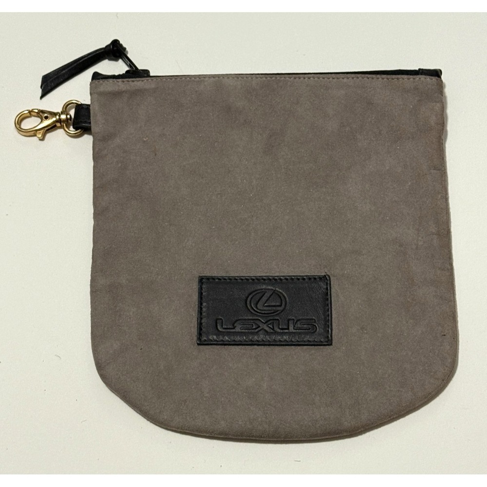 Rare Vintage‎ Lexus Suede Leather Golf Ball Pouch Black Grey Valuables